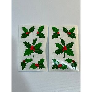 Vintage 1992 Mrs Grossmans Holly Sticker Strips 2pc Christmas Melissa K Carlson